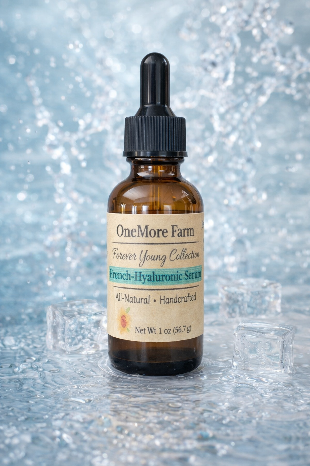 Drench Hyaluronic Serum 1 oz amber dropper bottle